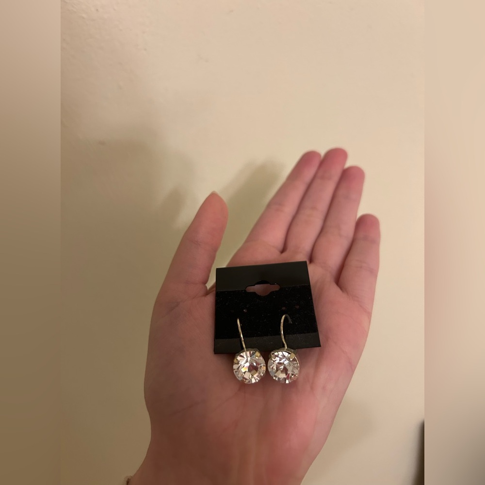 Elegant Silver Crystal Drop Earrings - Sabika Like!